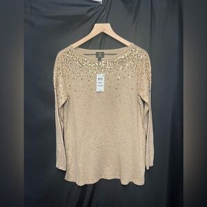 JM Collection Gold Sequin Women's Top